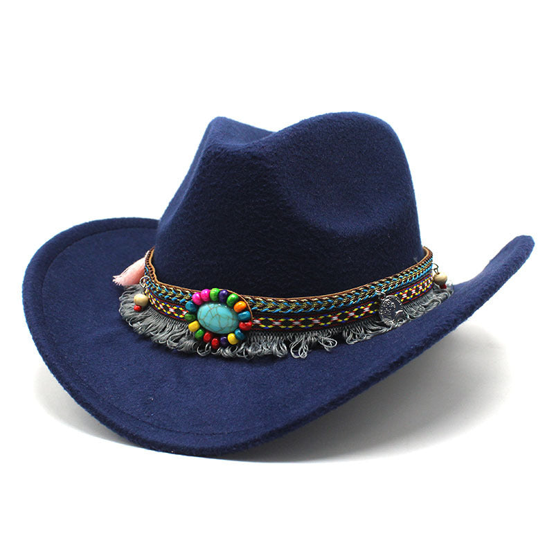 Wholesale Ethnic Style Woolen Western Denim Hats